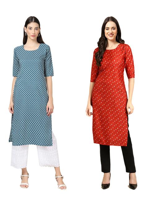 pack of 2 printed straight kurta - 19309063 - Very Small Image - 1