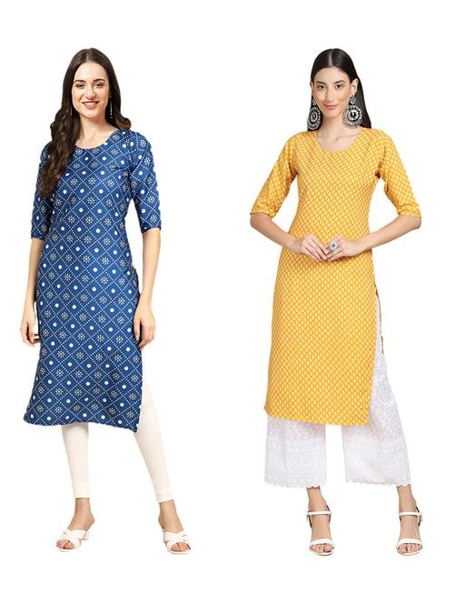 pack of 2 printed straight kurta - 19309075 - Very Small Image - 1