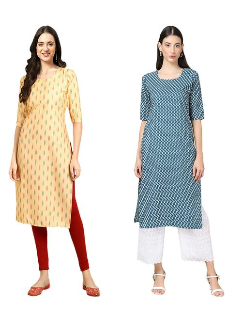 pack of 2 printed straight kurta - 19309099 - Very Small Image - 1