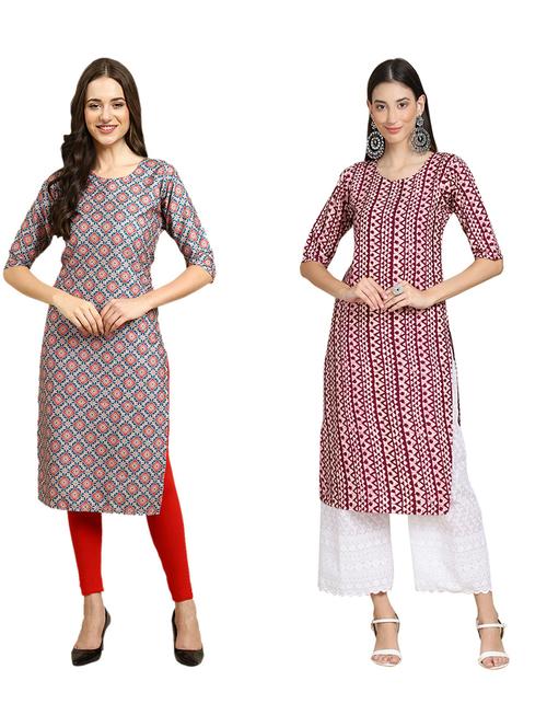 pack of 2 printed straight kurta - 19309144 - Very Small Image - 1