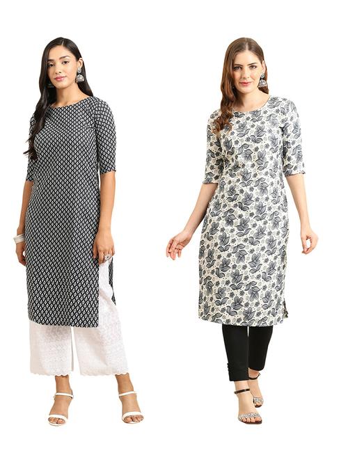 pack of 2 printed straight kurta - 19309165 - Very Small Image - 1