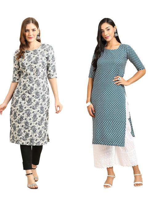 pack of 2 printed straight kurta - 19309208 - Very Small Image - 1