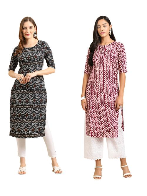 pack of 2 printed straight kurta - 19309212 - Very Small Image - 1