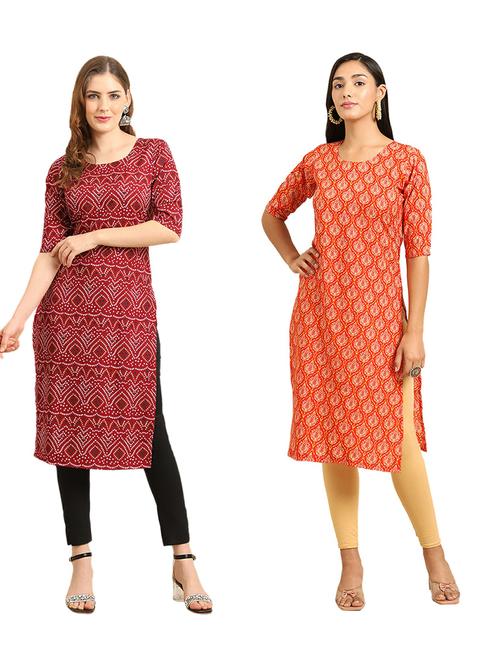 pack of 2 printed straight kurta - 19309222 - Very Small Image - 1