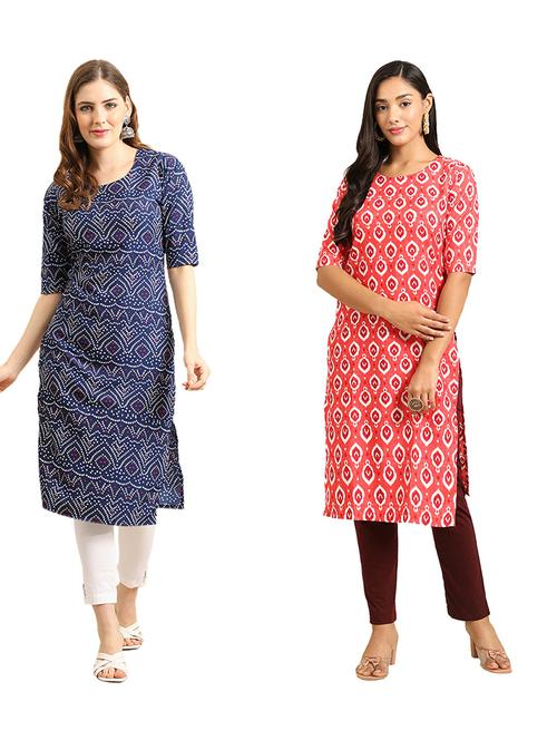 pack of 2 printed straight kurta - 19309223 - Very Small Image - 1
