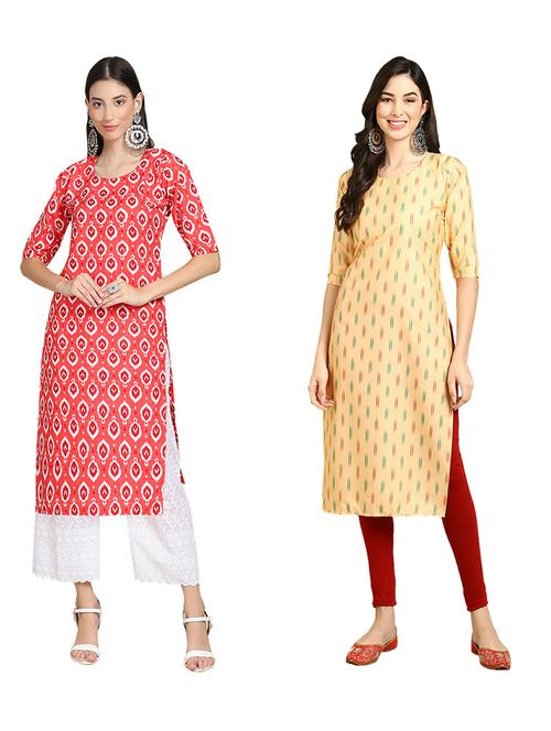 pack of 2 printed straight kurta - 19309230 - Very Small Image - 1