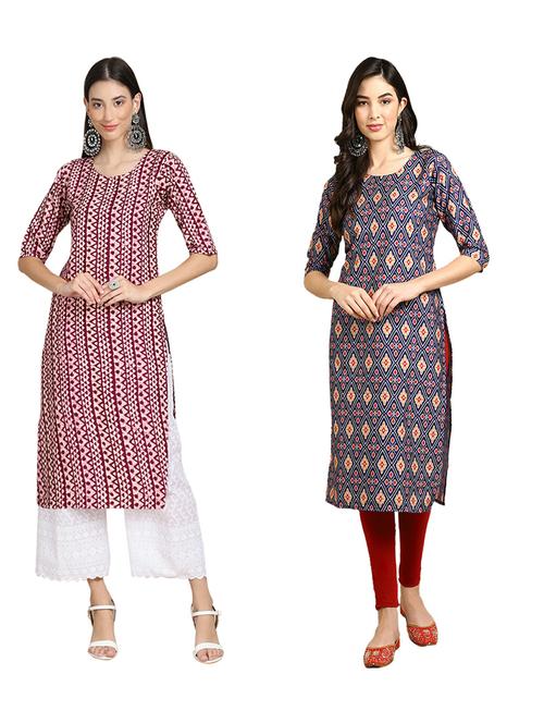 pack of 2 printed straight kurta - 19309234 - Very Small Image - 1