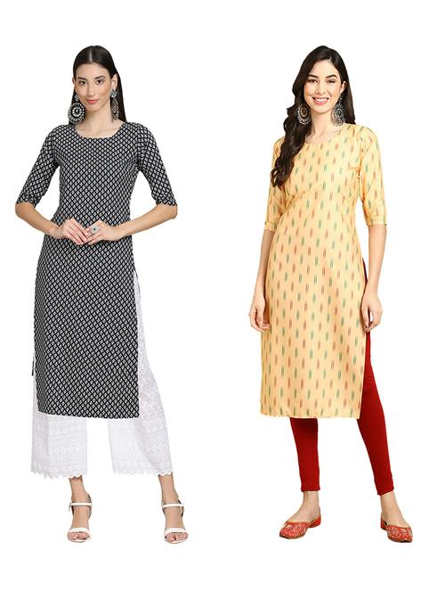 pack of 2 printed straight kurta - 19309246 - Very Small Image - 1