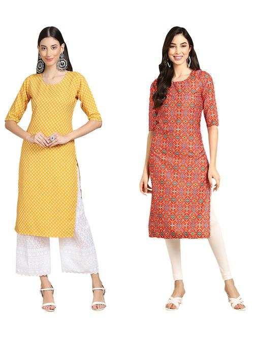 pack of 2 printed straight kurta - 19309250 - Very Small Image - 1
