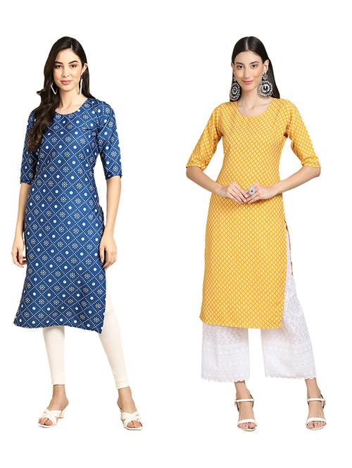 pack of 2 printed straight kurta - 19309267 - Very Small Image - 1
