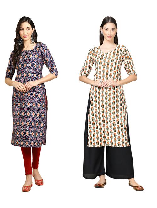 pack of 2 printed straight kurta - 19309281 - Very Small Image - 1
