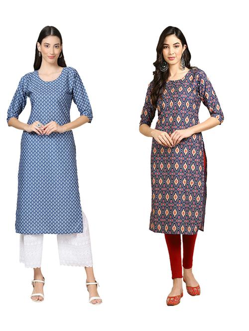 pack of 2 printed straight kurta - 19309304 - Very Small Image - 1
