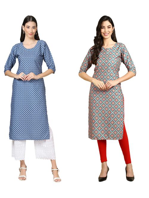 pack of 2 printed straight kurta - 19309308 - Very Small Image - 1