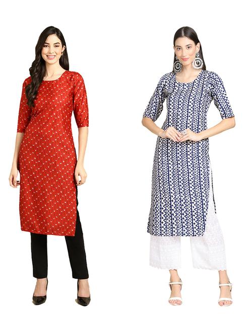 pack of 2 printed straight kurta - 19309321 - Very Small Image - 1