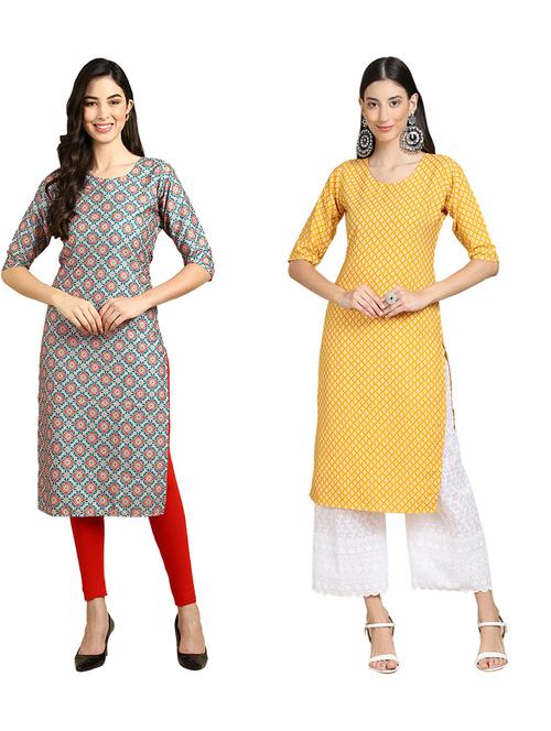 pack of 2 printed straight kurta - 19309328 - Very Small Image - 1