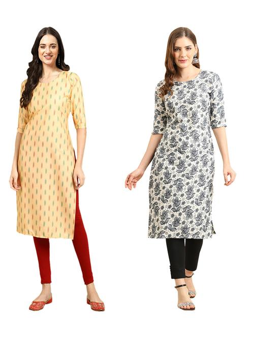 pack of 2 printed straight kurta - 19309350 - Very Small Image - 1