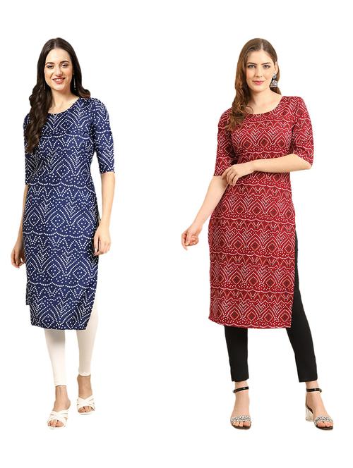 pack of 2 printed straight kurta - 19309367 - Very Small Image - 1