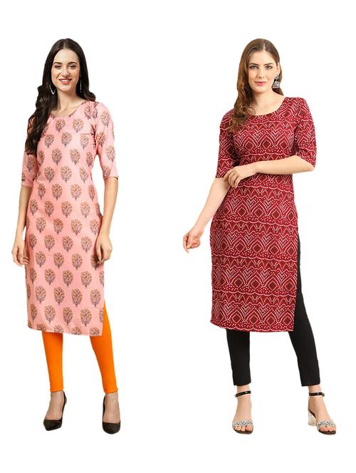 pack of 2 printed straight kurta - 19309377 - Very Small Image - 1