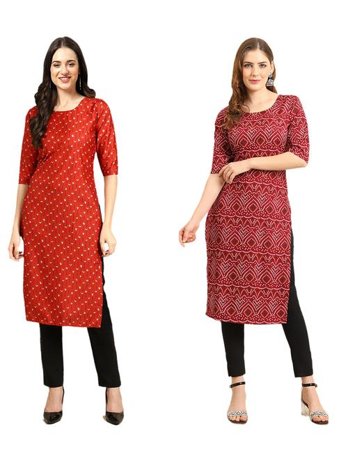 pack of 2 printed straight kurta - 19309387 - Very Small Image - 1