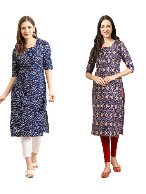 pack of 2 printed straight kurta - 19309404 - Very Small Image - 1
