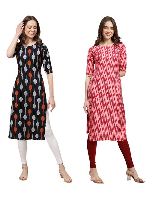 pack of 2 printed straight kurta - 19309417 - Very Small Image - 1