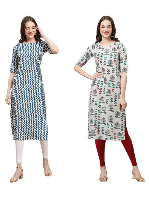 pack of 2 printed straight kurta - 19309422 - Very Small Image - 1