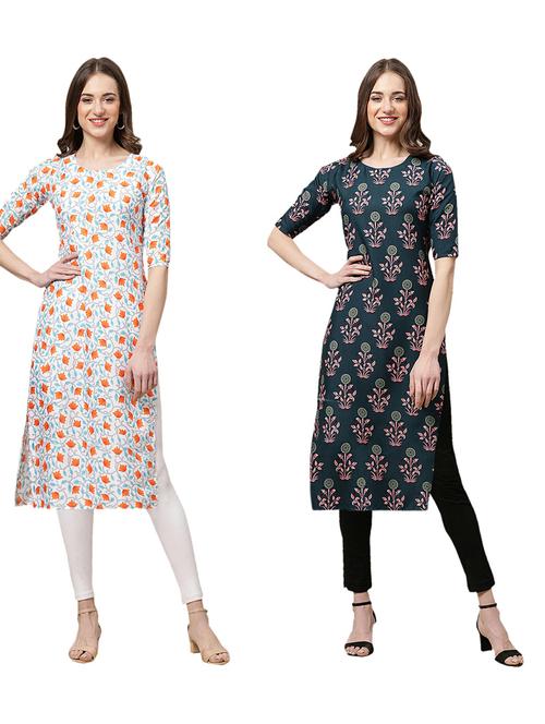 pack of 2 printed straight kurta - 19309434 - Very Small Image - 1