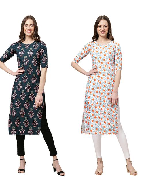pack of 2 printed straight kurta - 19309437 - Very Small Image - 1