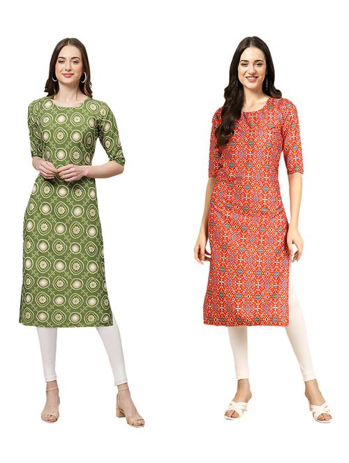 pack of 2 printed straight kurta - 19309452 - Very Small Image - 1