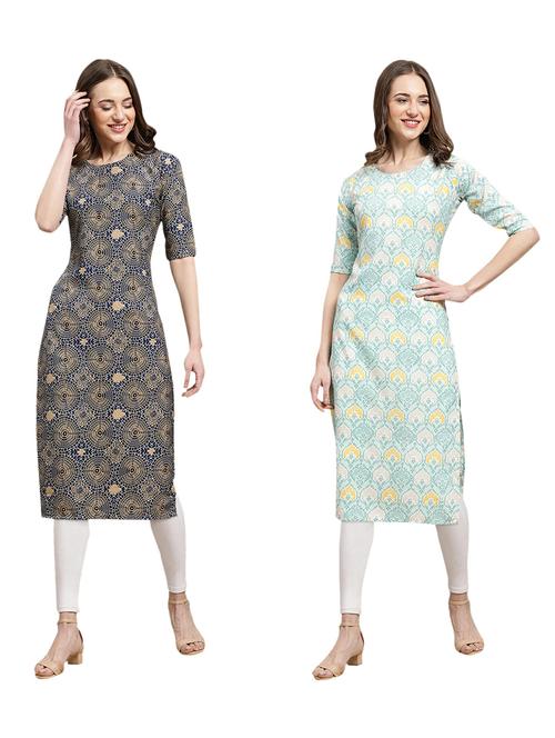 pack of 2 printed straight kurta - 19309463 - Very Small Image - 1