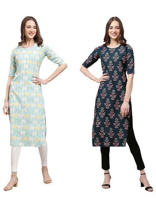 pack of 2 printed straight kurta - 19309469 - Very Small Image - 1