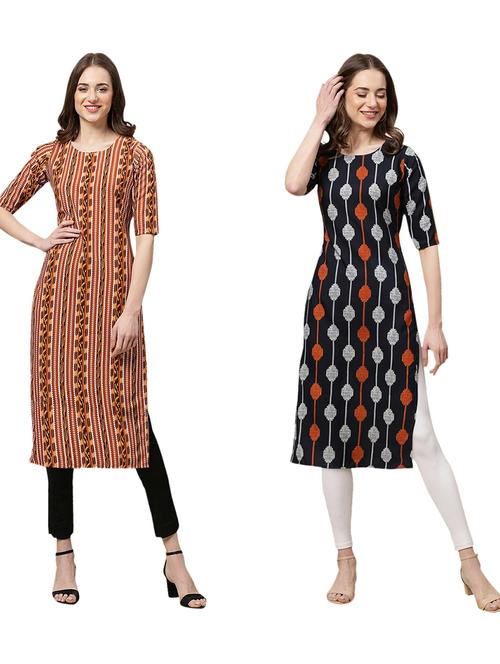 pack of 2 printed straight kurta - 19309474 - Very Small Image - 1