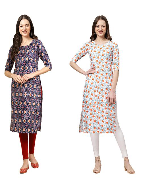 pack of 2 printed straight kurta - 19309485 - Very Small Image - 1