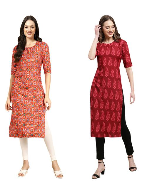 pack of 2 printed straight kurta - 19309497 - Very Small Image - 1
