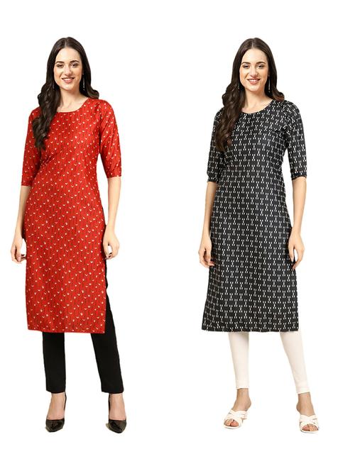 pack of 2 printed straight kurta - 19309518 - Very Small Image - 1