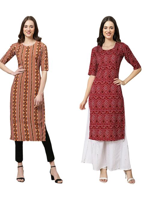 pack of 2 printed straight kurta - 19309579 - Very Small Image - 1