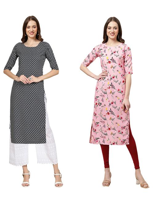 pack of 2 printed straight kurta - 19309592 - Very Small Image - 1