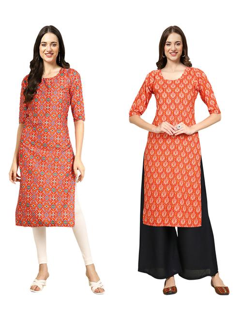 pack of 2 printed straight kurta - 19309628 - Very Small Image - 1