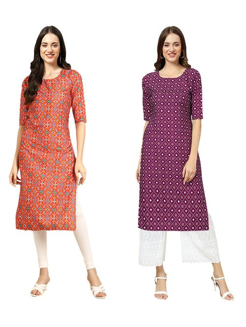 pack of 2 printed straight kurta - 19309629 - Very Small Image - 1