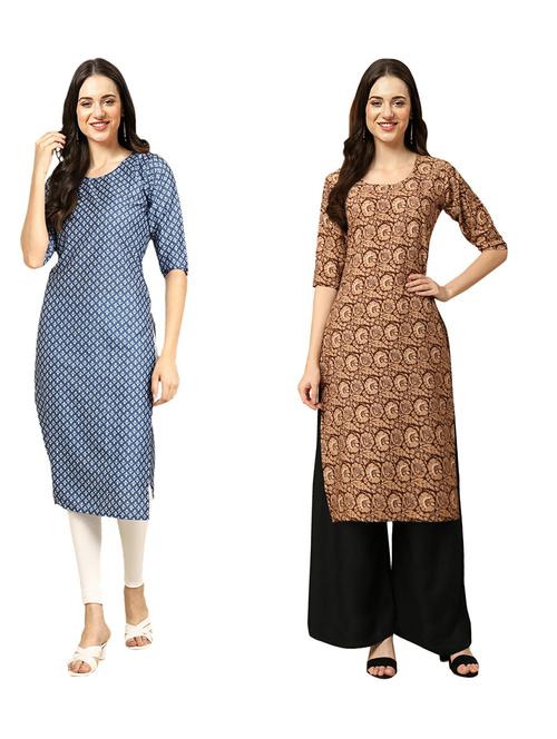 pack of 2 printed straight kurta - 19309636 - Very Small Image - 1