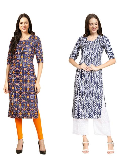 pack of 2 printed straight kurta - 19309640 - Very Small Image - 1