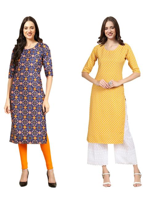 pack of 2 printed straight kurta - 19309642 - Very Small Image - 1