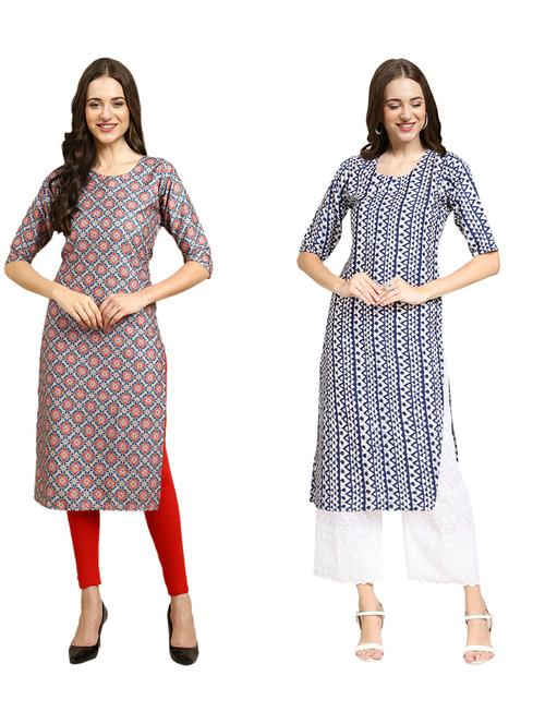 pack of 2 printed straight kurta - 19309646 - Very Small Image - 1