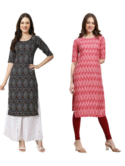 pack of 2 printed straight kurta - 19309649 - Very Small Image - 1