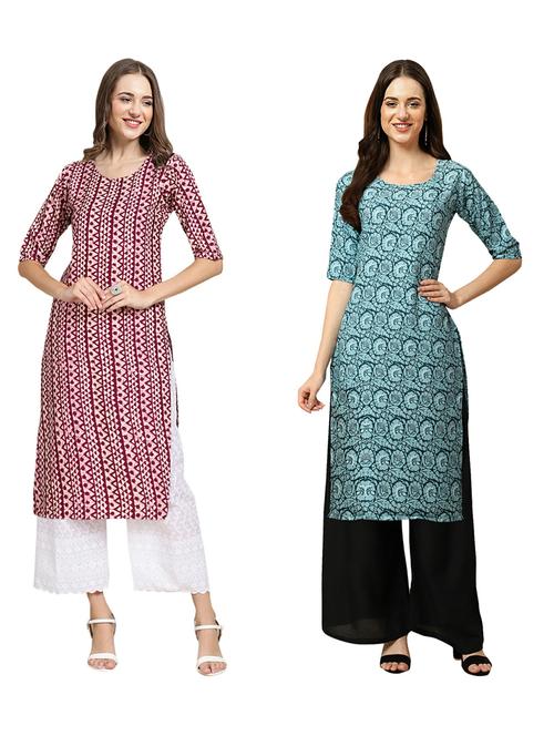 pack of 2 printed straight kurta - 19309682 - Very Small Image - 1