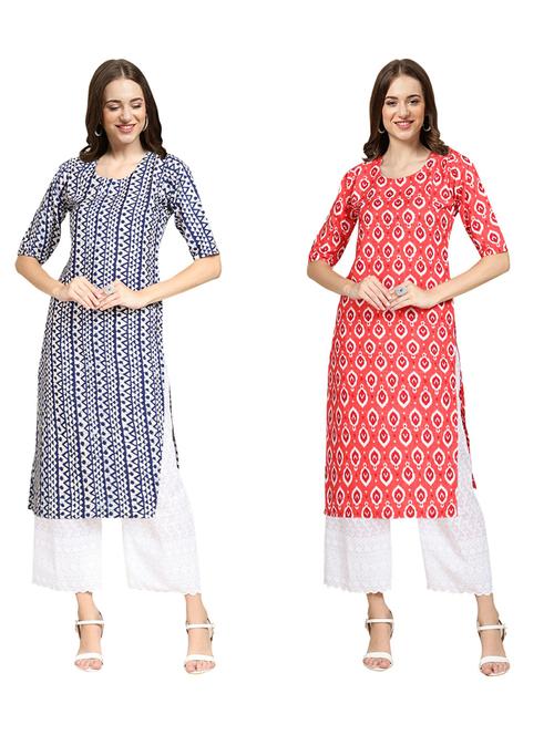 pack of 2 printed straight kurta - 19309683 - Very Small Image - 1