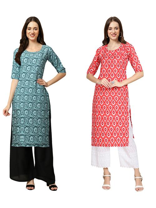 pack of 2 printed straight kurta - 19309753 - Very Small Image - 1