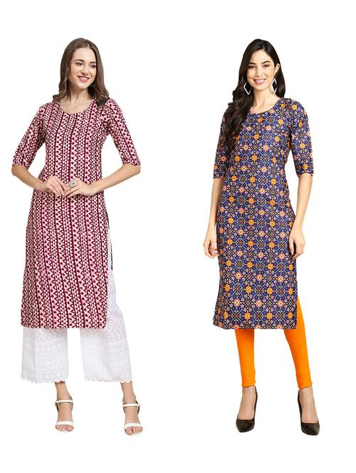 pack of 2 printed straight kurta - 19309771 - Very Small Image - 1