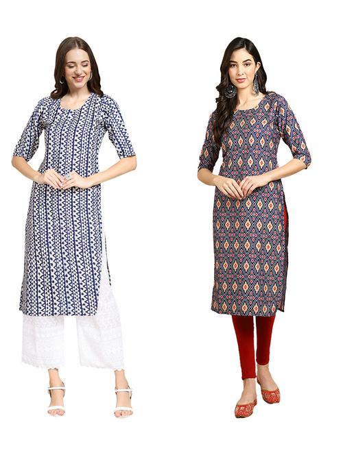 pack of 2 printed straight kurta - 19309774 - Very Small Image - 1