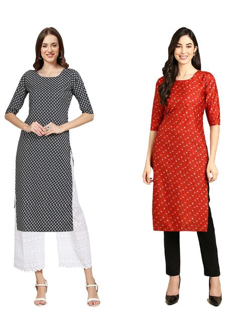 pack of 2 printed straight kurta - 19309782 - Very Small Image - 1